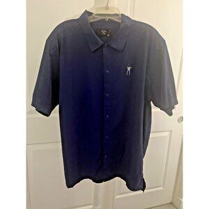 EASTSIDE GOLF Navy Blue Micro Rip Stop Snap Polo Short Sleeve Shirt Men's XL New